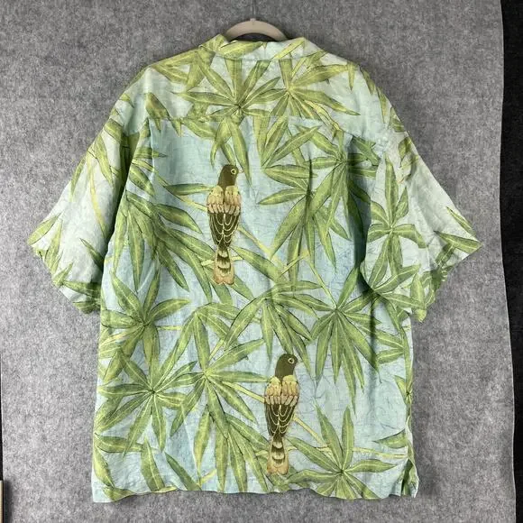 Tommy Bahama Linen Camp Shirt Mens XL Button Up Tropical Parrot Aloha Hawaiian - Picture 11 of 15